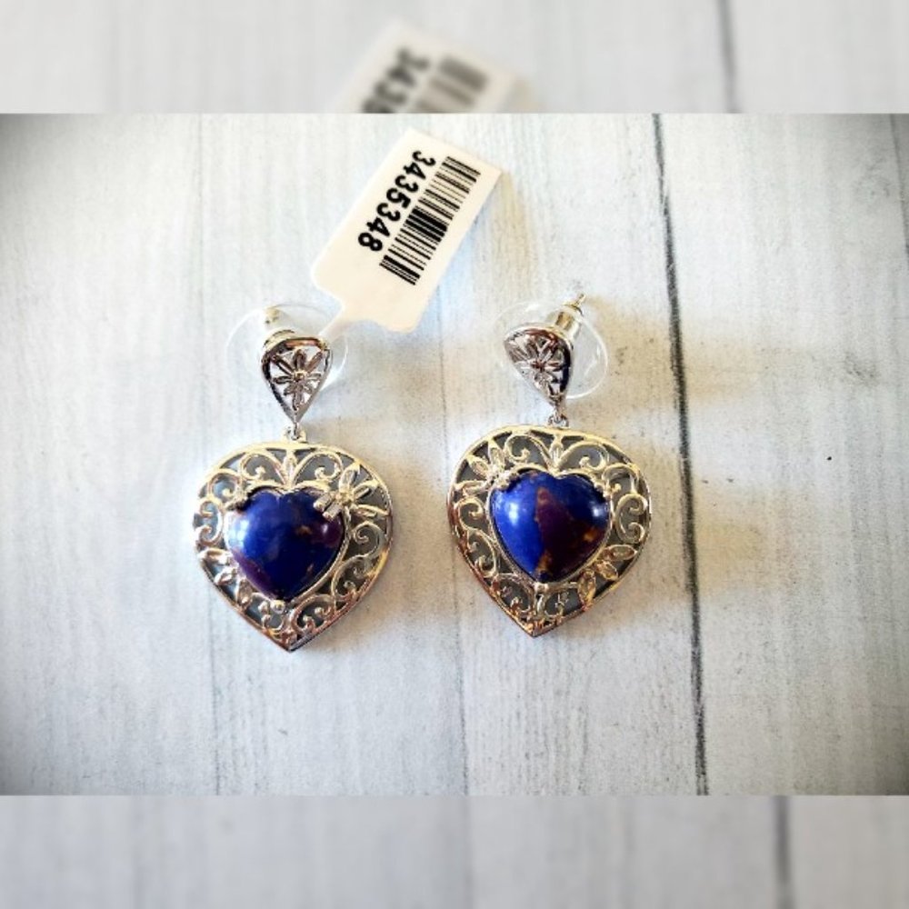 Mojave Purple Turquoise Dangle Heart Earrings NWT